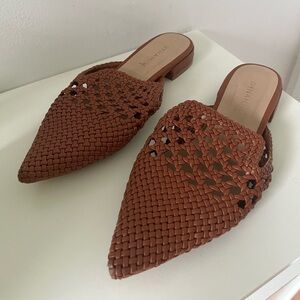 Dynamite Women Braided Woven Mules Sandals Pointed Toes Boho Brown - US 7